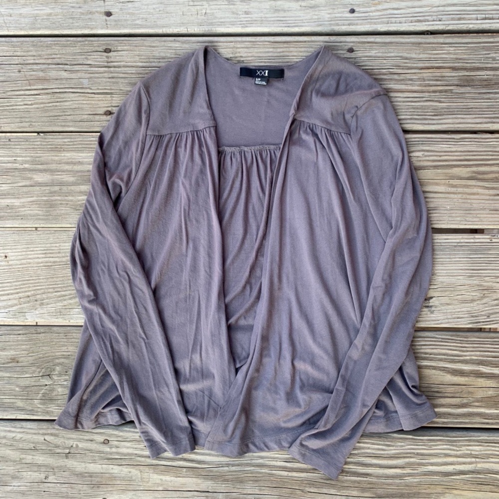 grey cardigan